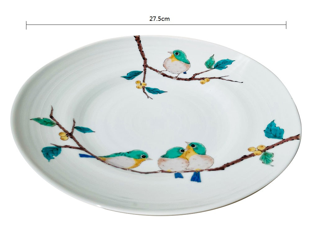 2023028 Kutani-Ware No.9 27.5cm Green Bird Dish 1Pcs/Unit