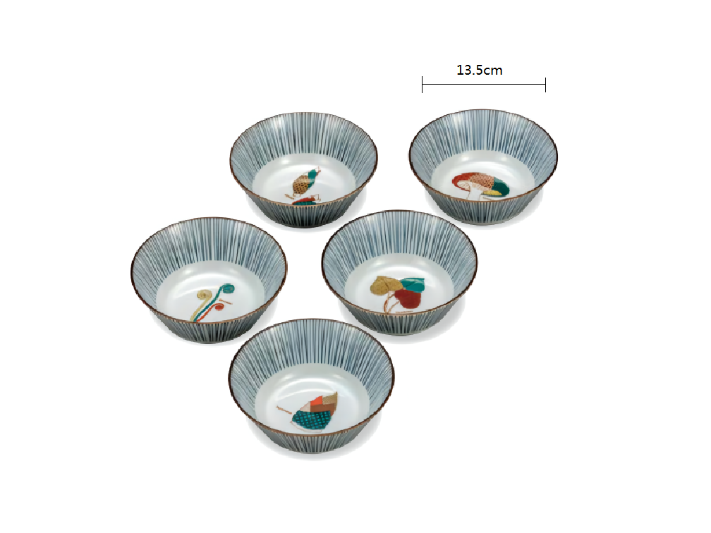 2023213 Kutani-Ware No.4.5 Gift From Moutain 13.5*5cm Small Bowl 5Pcs/Unit