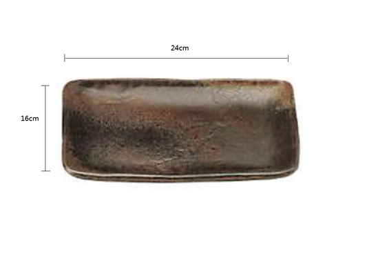 2023240 Xiao He Deep Black No.8 24*16cm Rectangular Plate