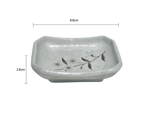 2023080 White Sakura 8.8*6.5*2.8cm Rectangular Dipping Dish