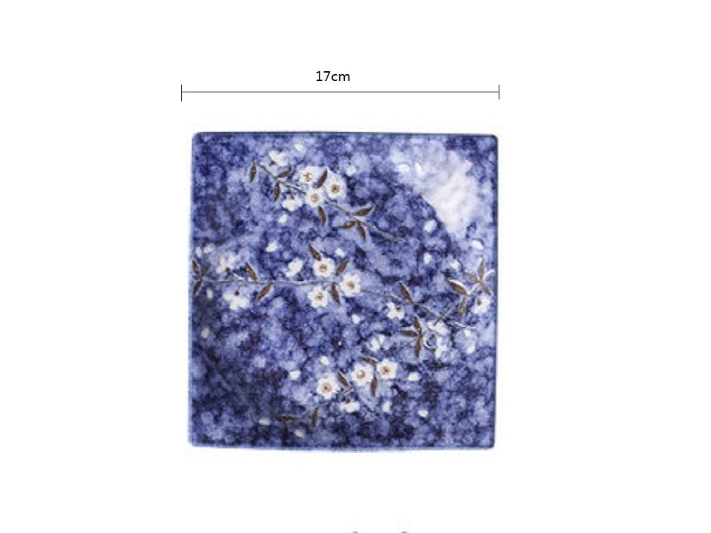 2023091 Blue Sakura 17 * 3cm Square Plate