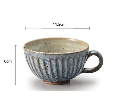 SP3023190/SP3023104 White/Cyan Handmade Cup 11.5*6.5cm