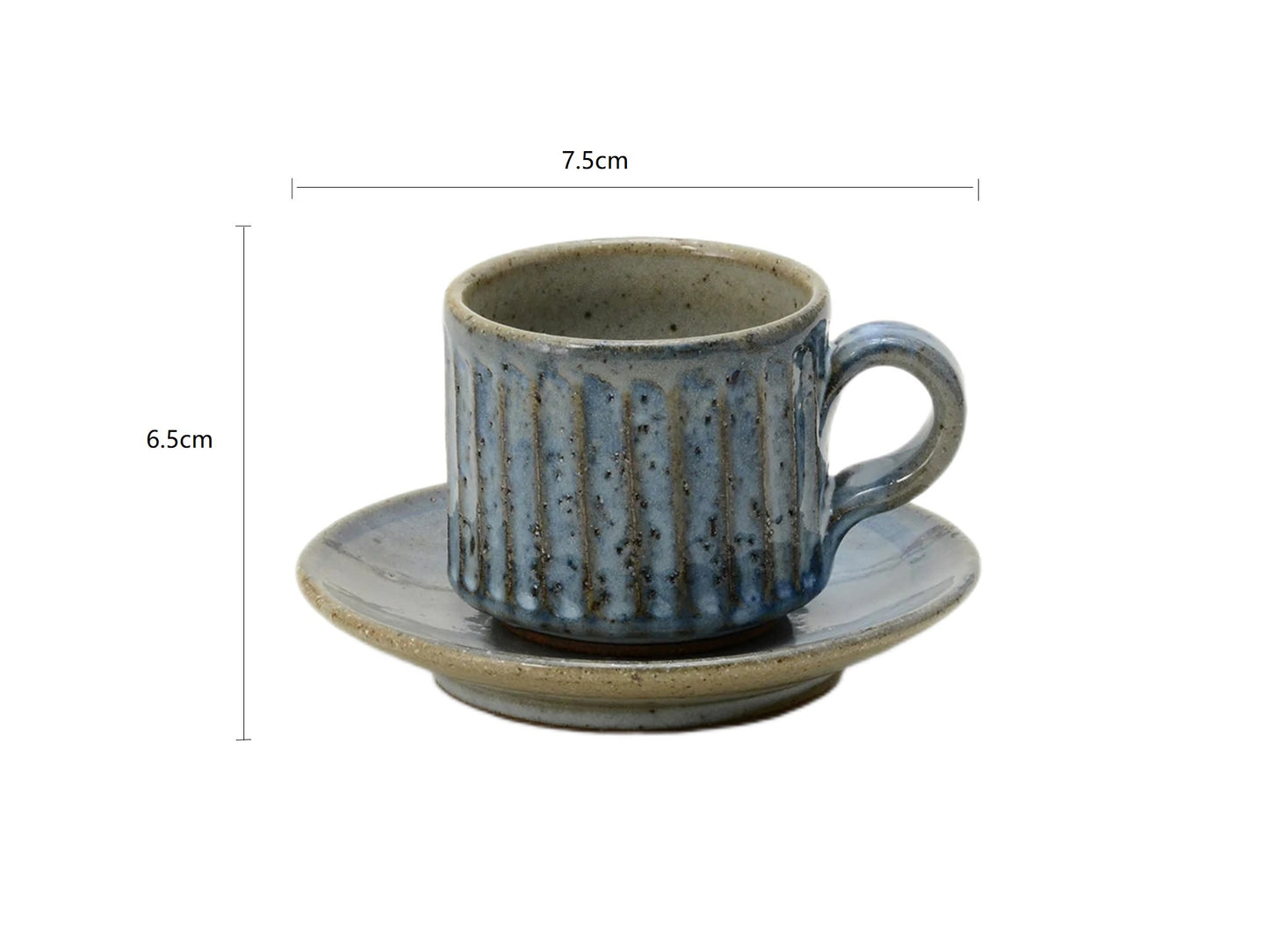 SP3023102/SP3023188 White/Cyan Handmade Cup Set 7.5*6.5cm